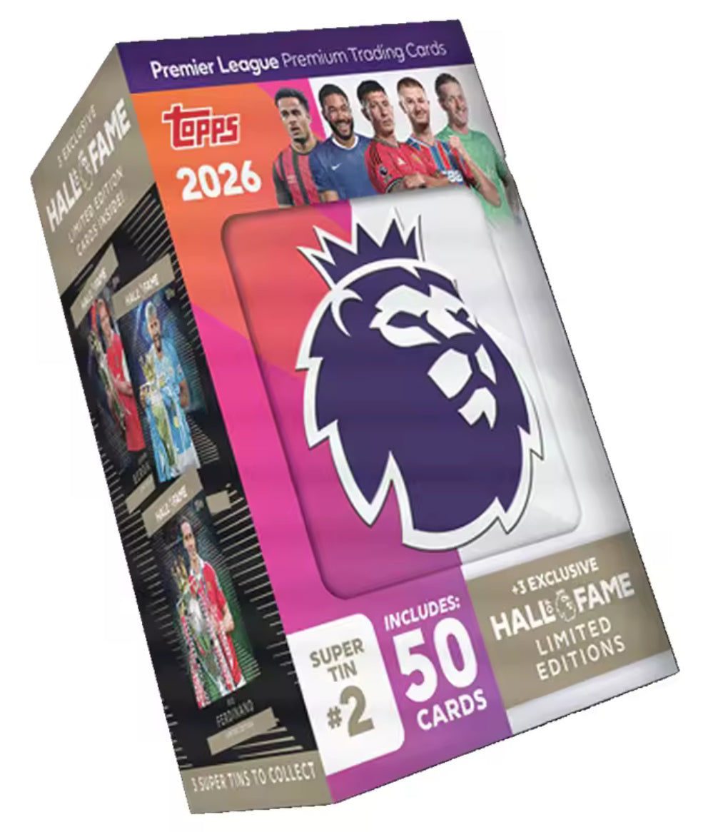 Topps Premier League 2026 Edizione Debutto Super Tin #2 – 50 Carte