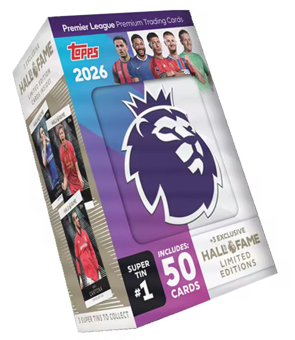 Topps Premier League 2026 Edizione Debutto Super Tin #1 – 50 Carte