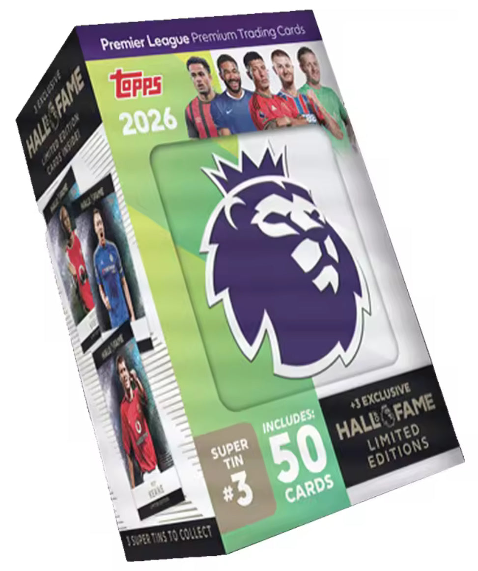 Topps Premier League 2026 Edizione Debutto Super Tin #3 – 50 Carte